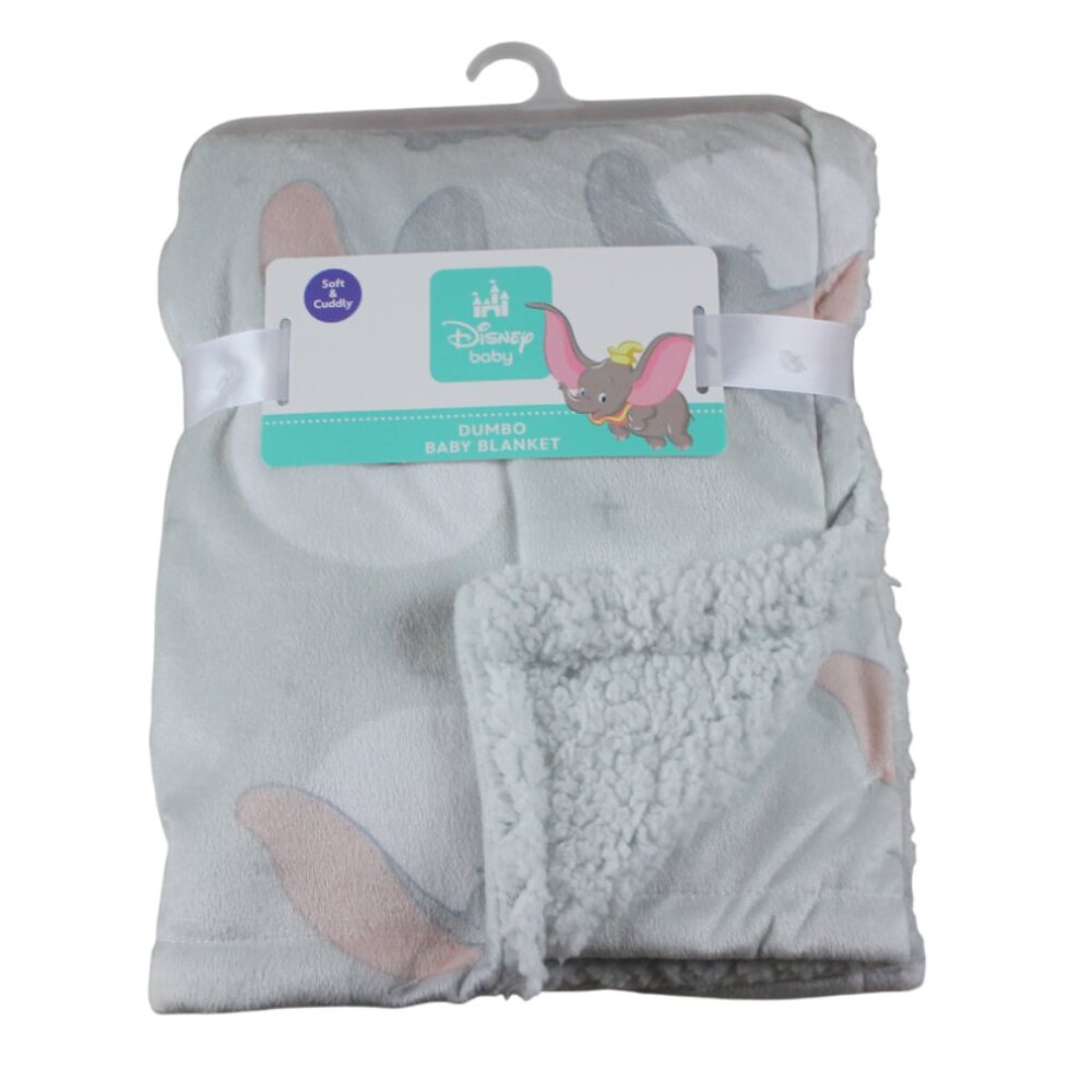Disney Baby Dumbo Blanket Gray Sherpa Fleece Infant Soft Cuddly Elephant NWT